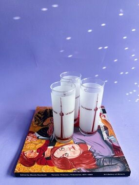 3 CN Tower Top Of Toronto High Ball Glasses Features "Heavens Above" Recipe